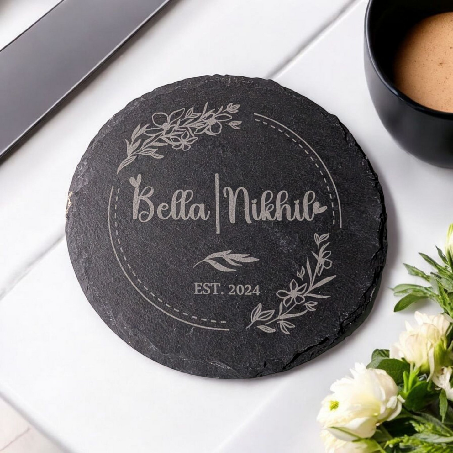 Personalized Slate Coasters with Couples’ Names
