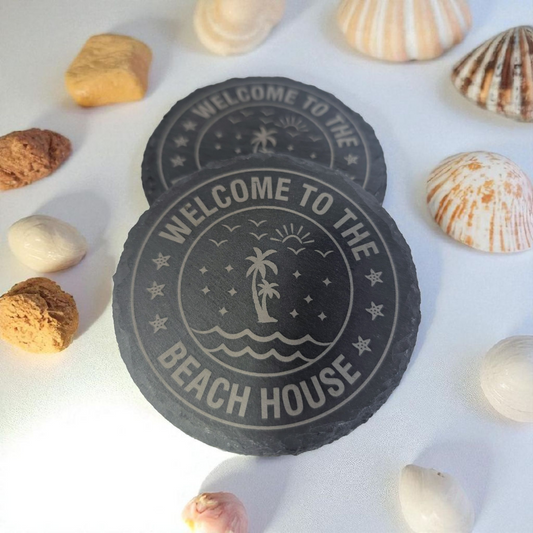 Welcome to the Beach House Engraved Slate Coasters