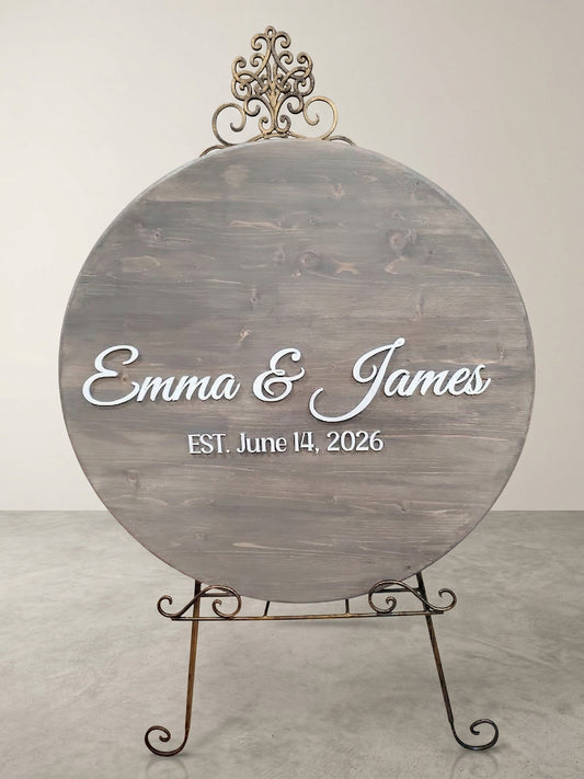 Custom Round Wood Guest Book Sign | Personalized Names and Date | Handcrafted Wedding Guest Book Alternative