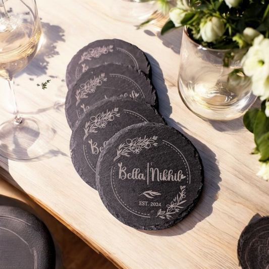 Personalized Slate Coasters with Couples’ Names