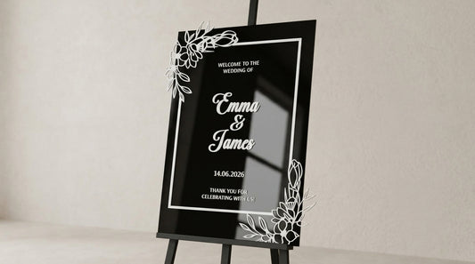 Custom 3D Acrylic Wedding Welcome Sign | Raised Letters & Florals | Personalized
