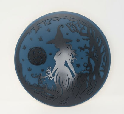Hand-Made Round Witch Wooden Sign - 14"