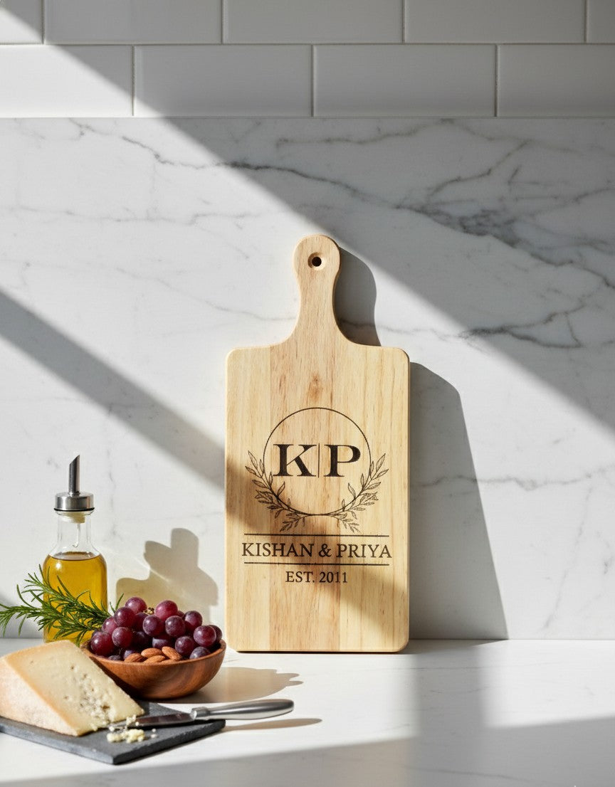 Personalized Engraved Cutting Board – Custom Couple Name Wooden Board | Wedding & Anniversary Gift