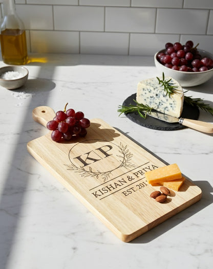 Personalized Engraved Cutting Board – Custom Couple Name Wooden Board | Wedding & Anniversary Gift