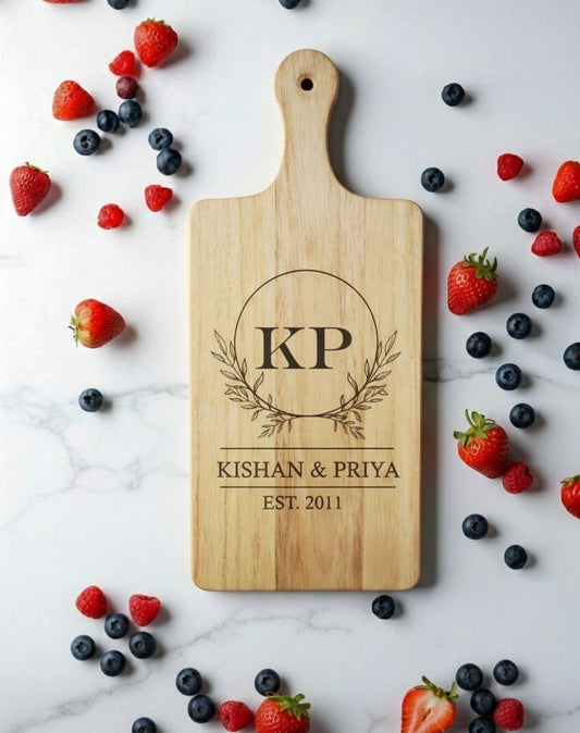 Personalized Engraved Cutting Board – Custom Couple Name Wooden Board | Wedding & Anniversary Gift