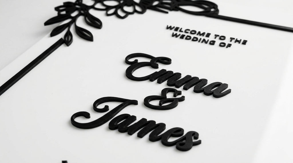 Custom 3D Acrylic Wedding Welcome Sign | Raised Letters & Florals | Personalized