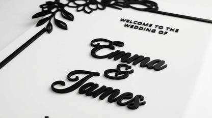 Custom 3D Acrylic Wedding Welcome Sign | Raised Letters & Florals | Personalized