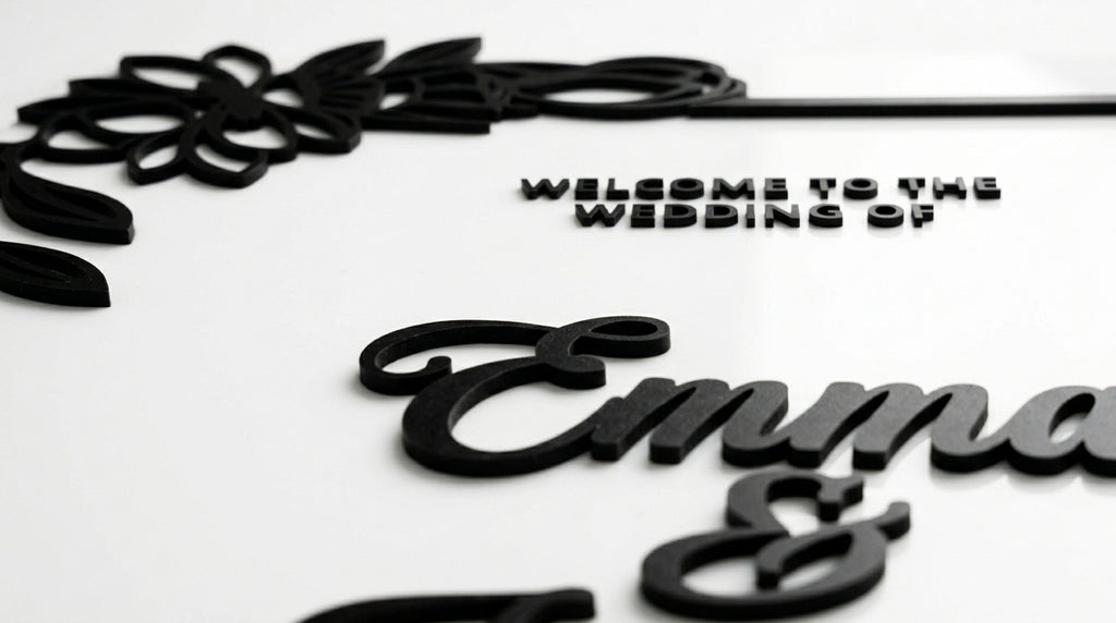 Custom 3D Acrylic Wedding Welcome Sign | Raised Letters & Florals | Personalized