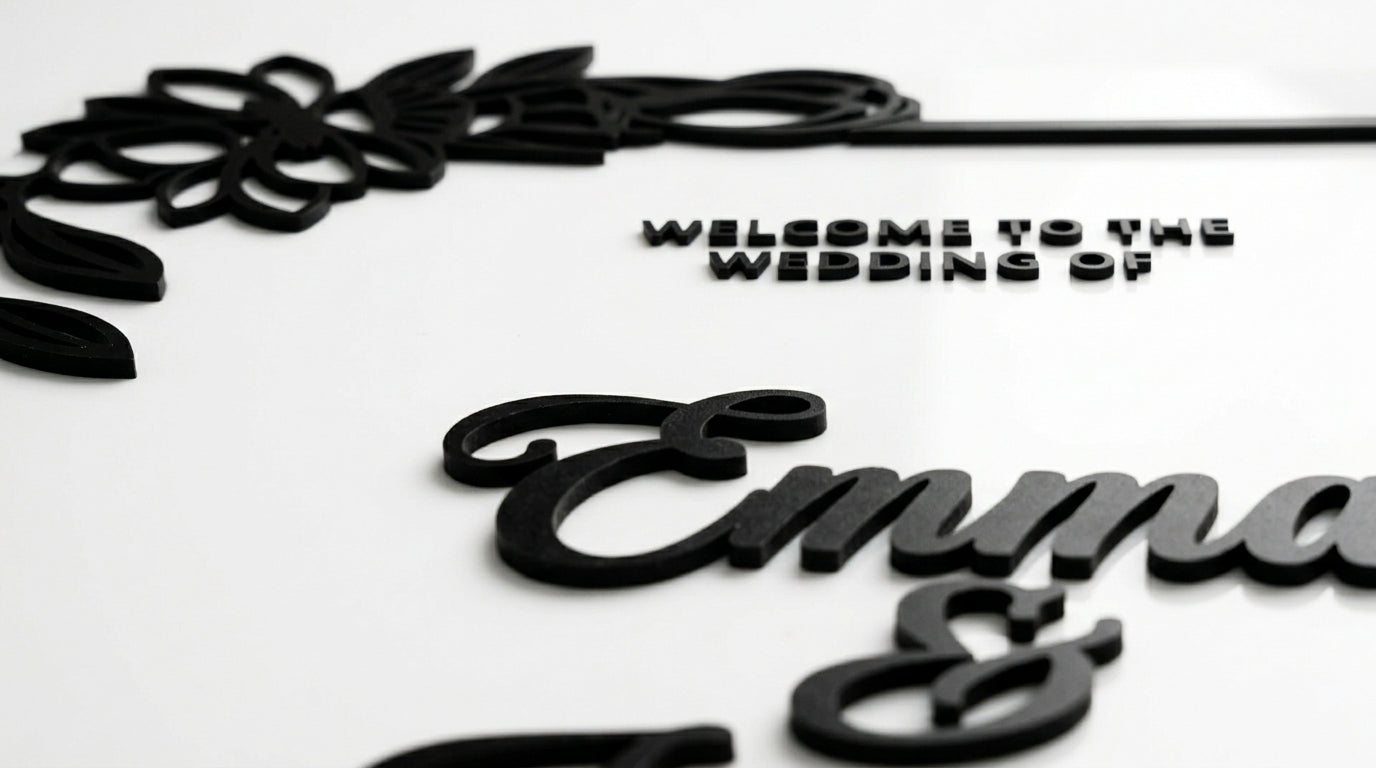 Custom 3D Acrylic Wedding Welcome Sign | Raised Letters & Florals | Personalized