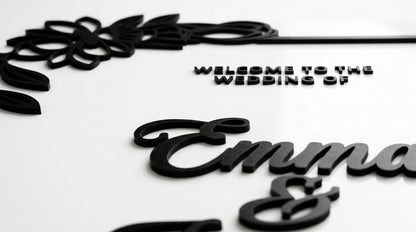 Custom 3D Acrylic Wedding Welcome Sign | Raised Letters & Florals | Personalized
