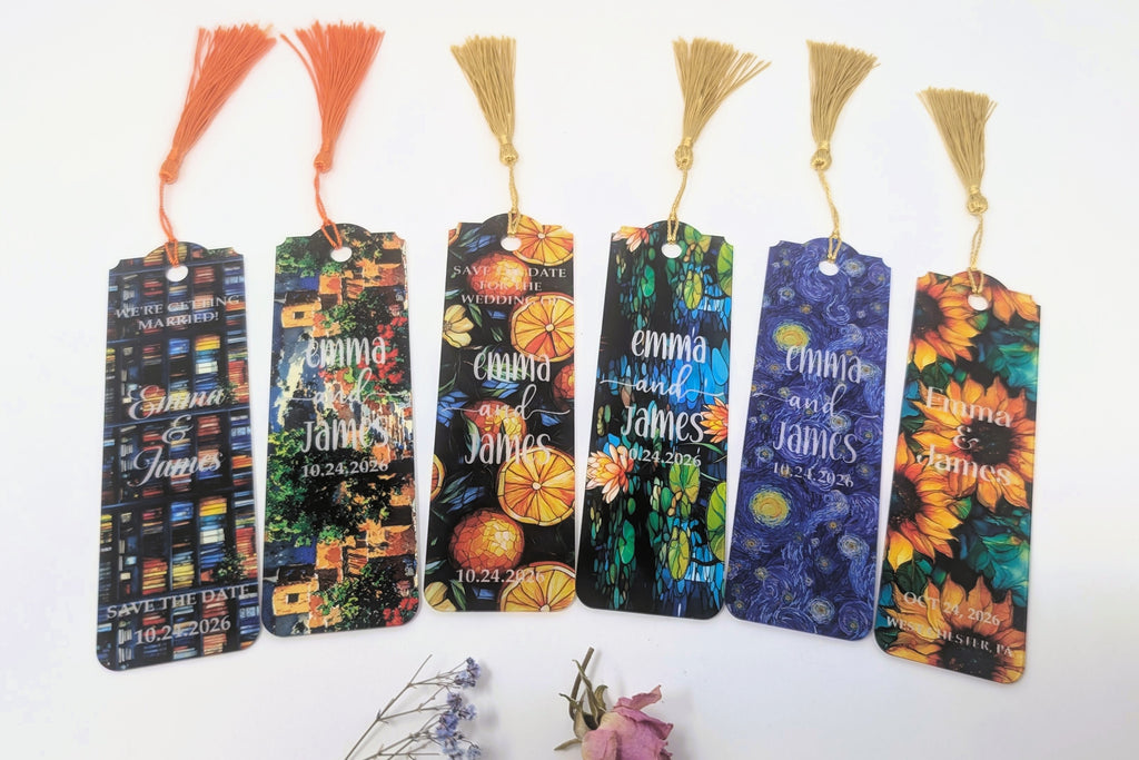 Personalized Wedding Save the Date Bookmarks, Wedding Favors