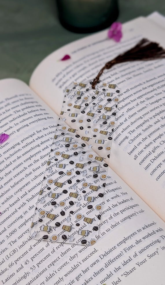 Coffee Lover Acrylic Bookmark | Cute Café Reader Gift