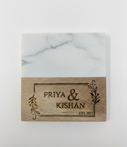 Personalized Couples Marble & Wood Coasters (Set of 4)