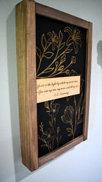 Custom Quote Wood Sign, Framed Floral Engraved Wall Art