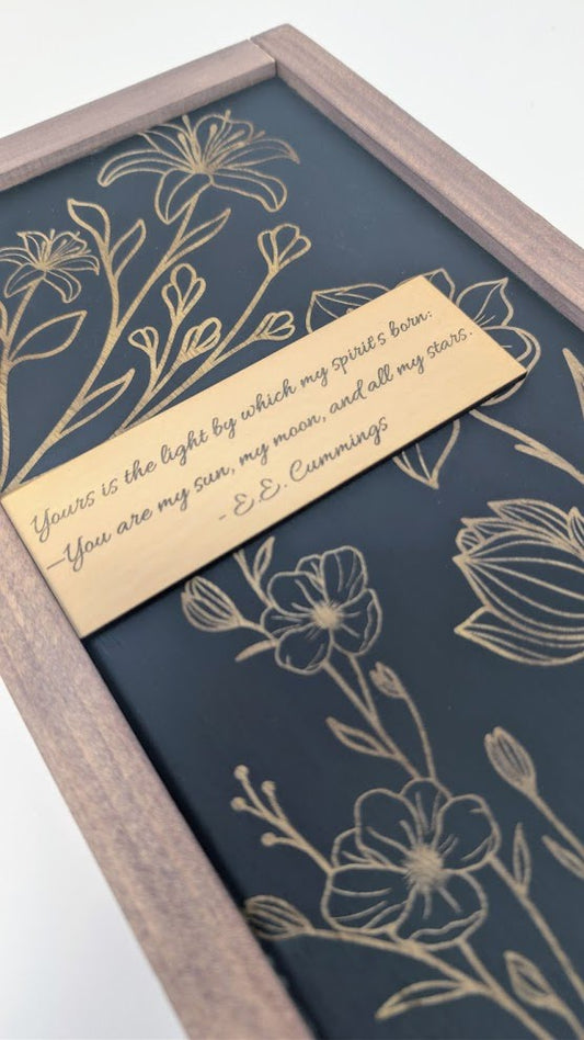 Botanical Wood Sign — E.E. Cummings Quote | Framed Wall Decor