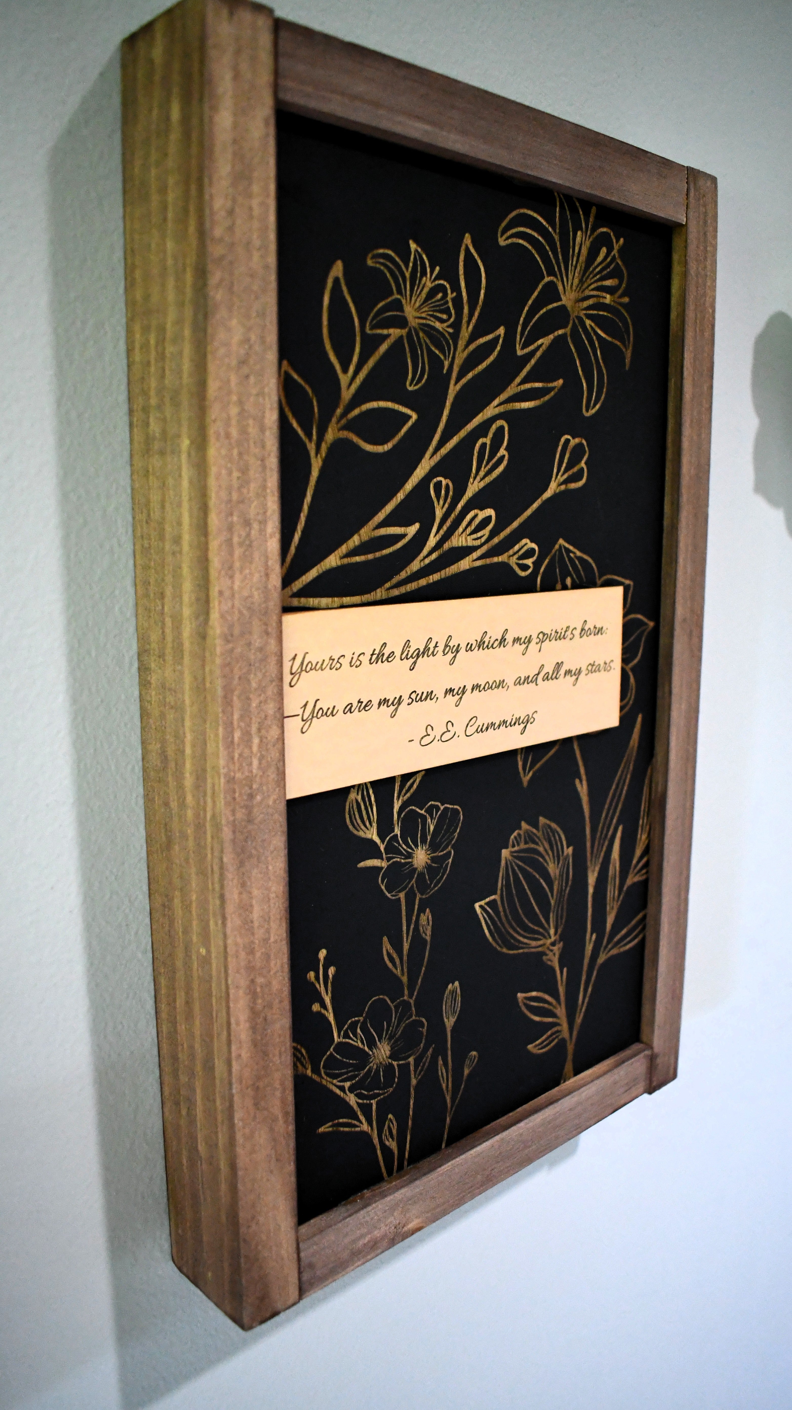 Botanical Wood Sign — E.E. Cummings Quote