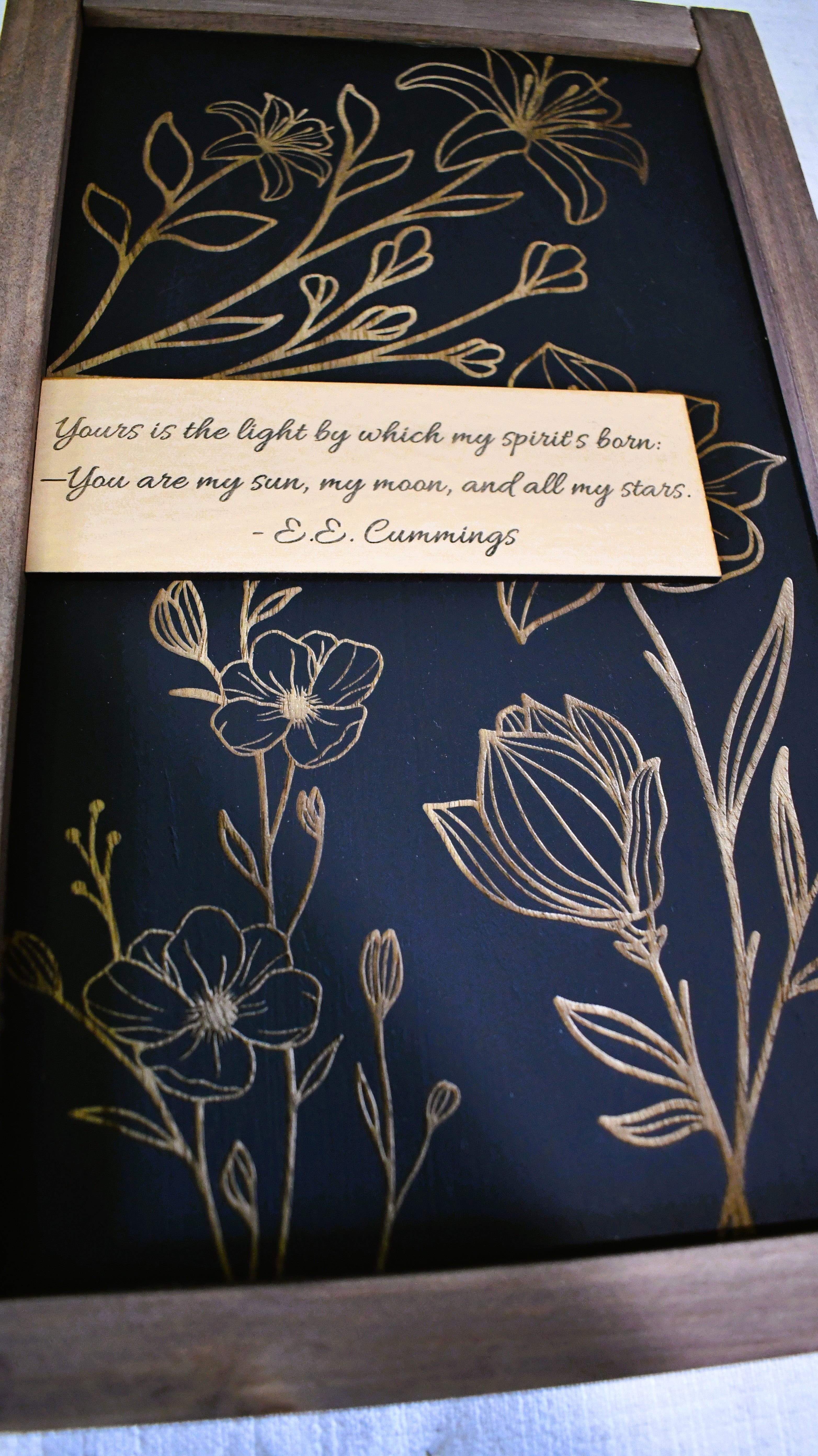 Botanical Wood Sign — E.E. Cummings Quote