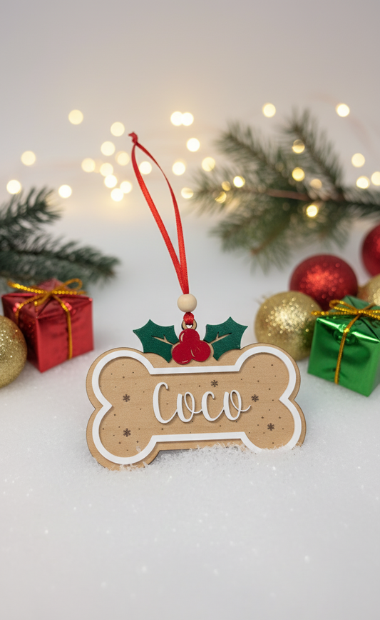 Personalized Christmas Pet Ornament Name Tag – Custom Holiday Keepsake