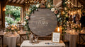 Custom Round Wood Guest Book Sign | Last Name Script Style | Handcrafted Wedding Guest Book Alternative