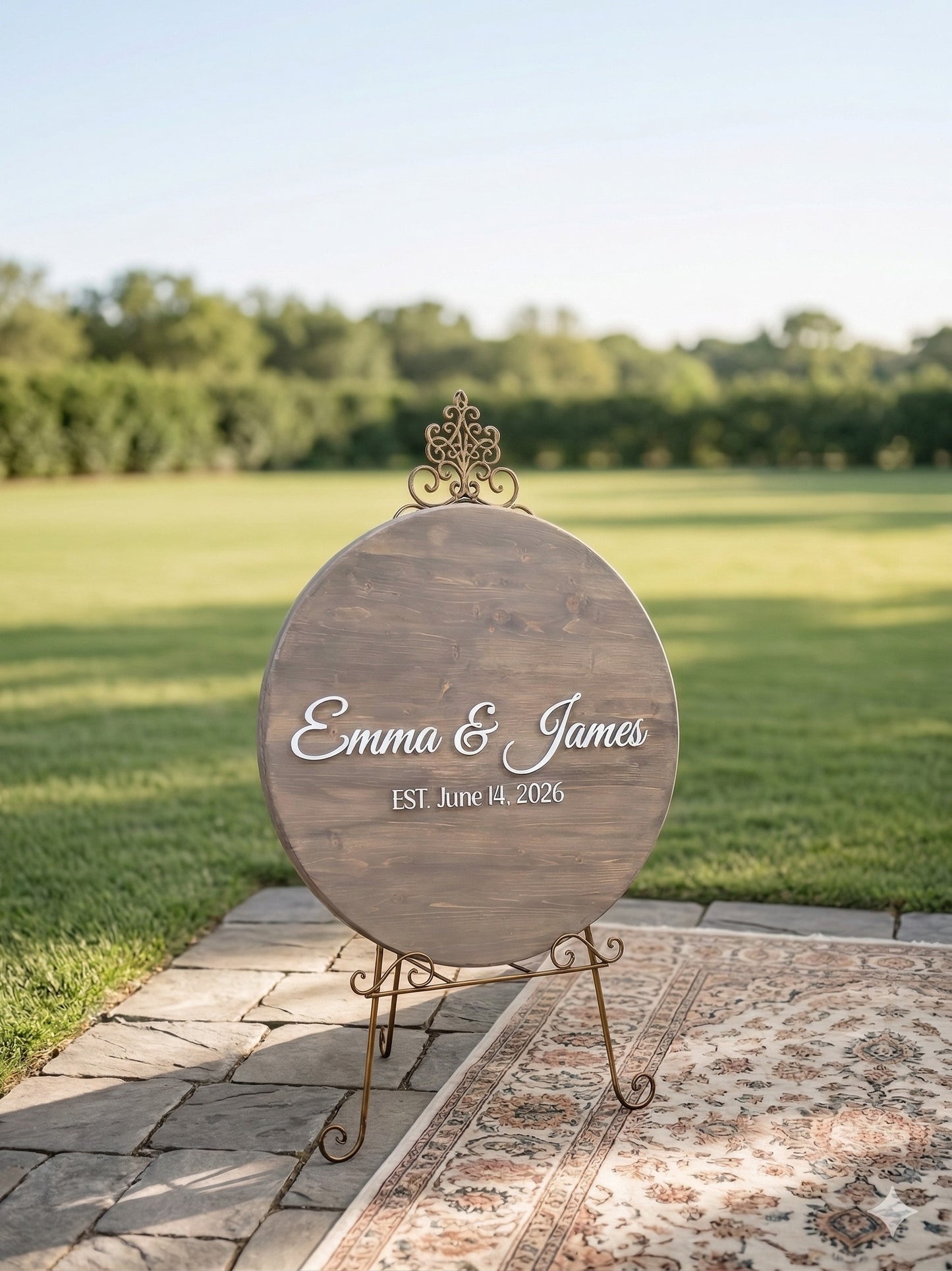 Custom Round Wood Guest Book Sign | Personalized Names and Date | Handcrafted Wedding Guest Book Alternative