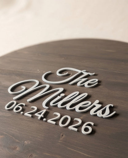 Custom Round Wood Guest Book Sign | Last Name Script Style | Handcrafted Wedding Guest Book Alternative