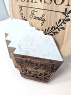 Personalized Marble & Wood Coasters (Set of 4)
