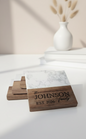 Personalized Family Marble & Wood Coasters – Custom Engraved (Set of 4)