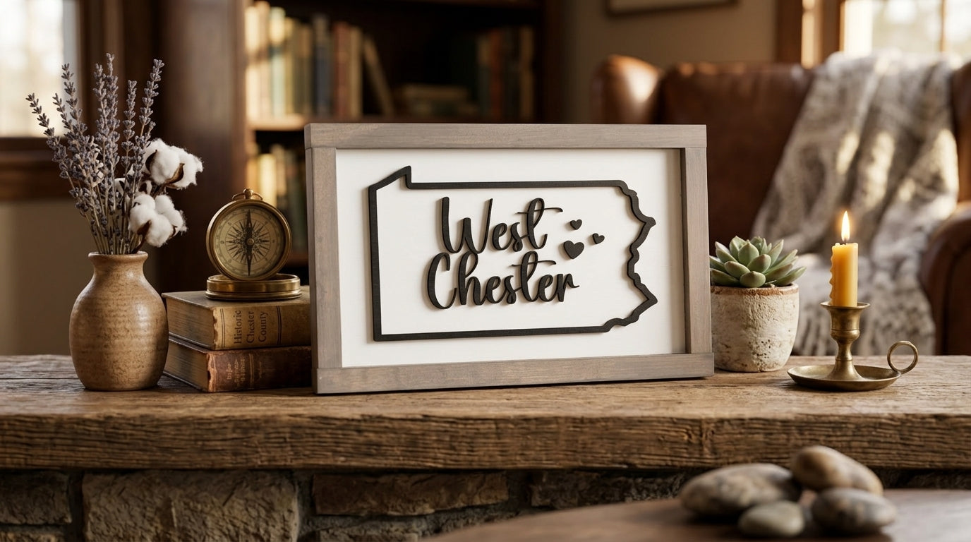 Custom Pennsylvania Wood Sign | Personalized PA City Town Sign | Farmhouse State Decor | Housewarming Gift | 13x8"