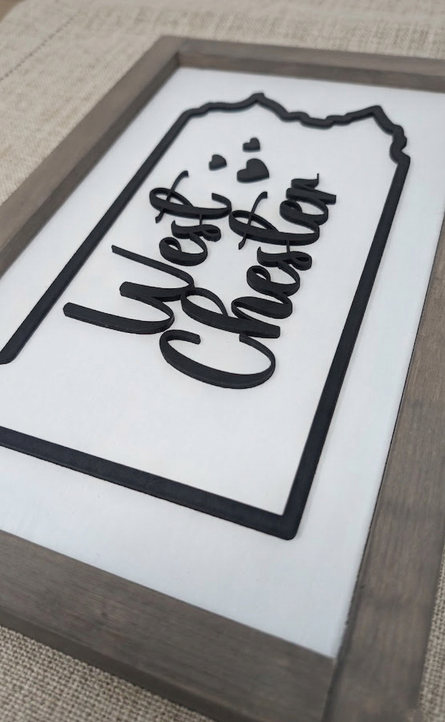 Custom Pennsylvania Wood Sign With Hearts