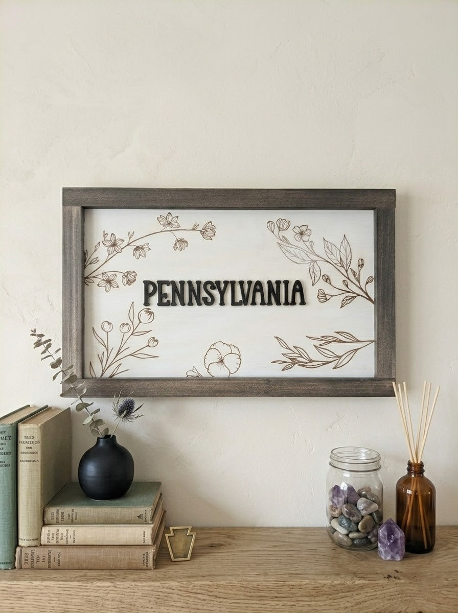 Custom State & City Wood Sign