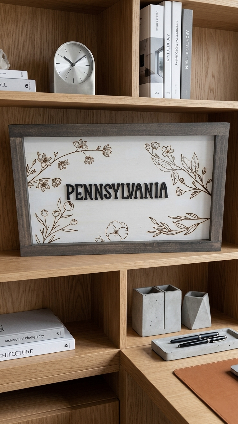 Custom State & City Wood Sign