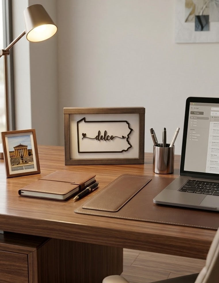 Custom Pennsylvania Wood Sign | Personalized PA City Heart Sign | Romantic Farmhouse Decor | Valentine Housewarming Gift | 13x8"