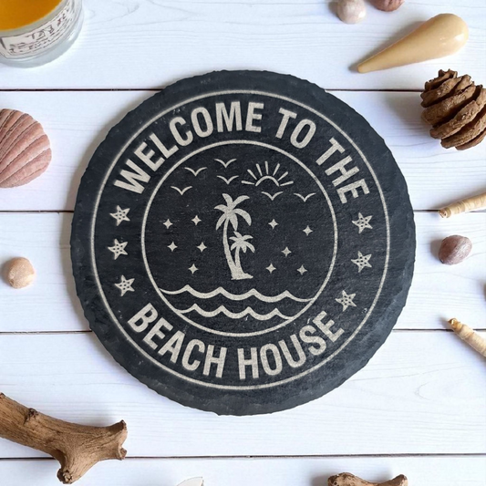 Welcome to the Beach House Engraved Slate Coasters