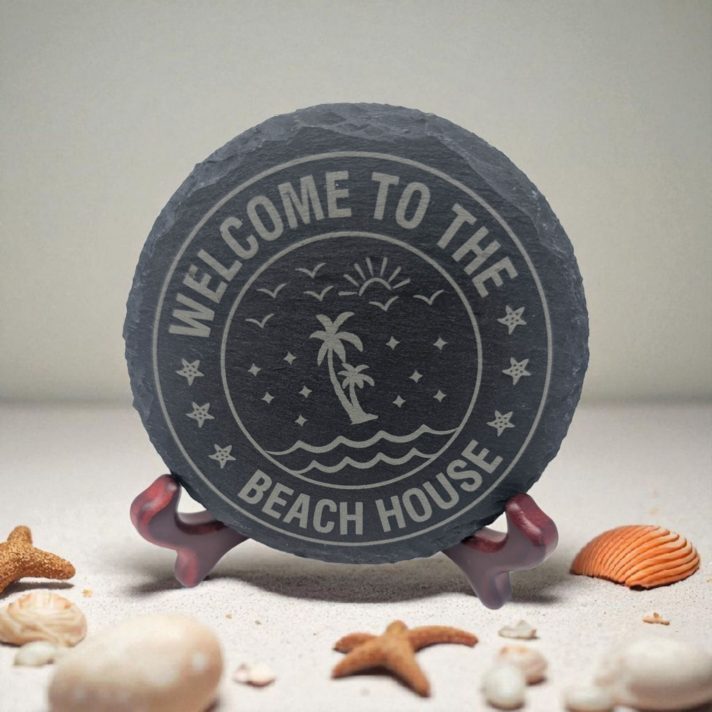 Welcome to the Beach House Engraved Slate Coasters