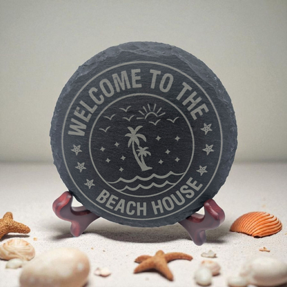 Welcome to the Beach House Engraved Slate Coasters