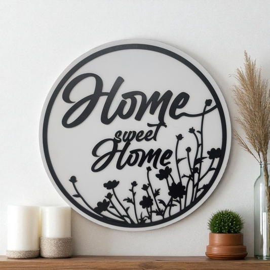Home Sweet Home Wall Sign – 15" Elegant Black & White Design