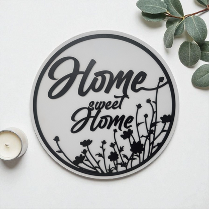 Home Sweet Home Wall Sign – 15" Elegant Black & White Design