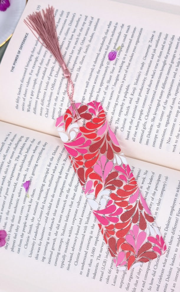 Pink Swirl Acrylic Bookmark | Bright Colorful Reader Gift