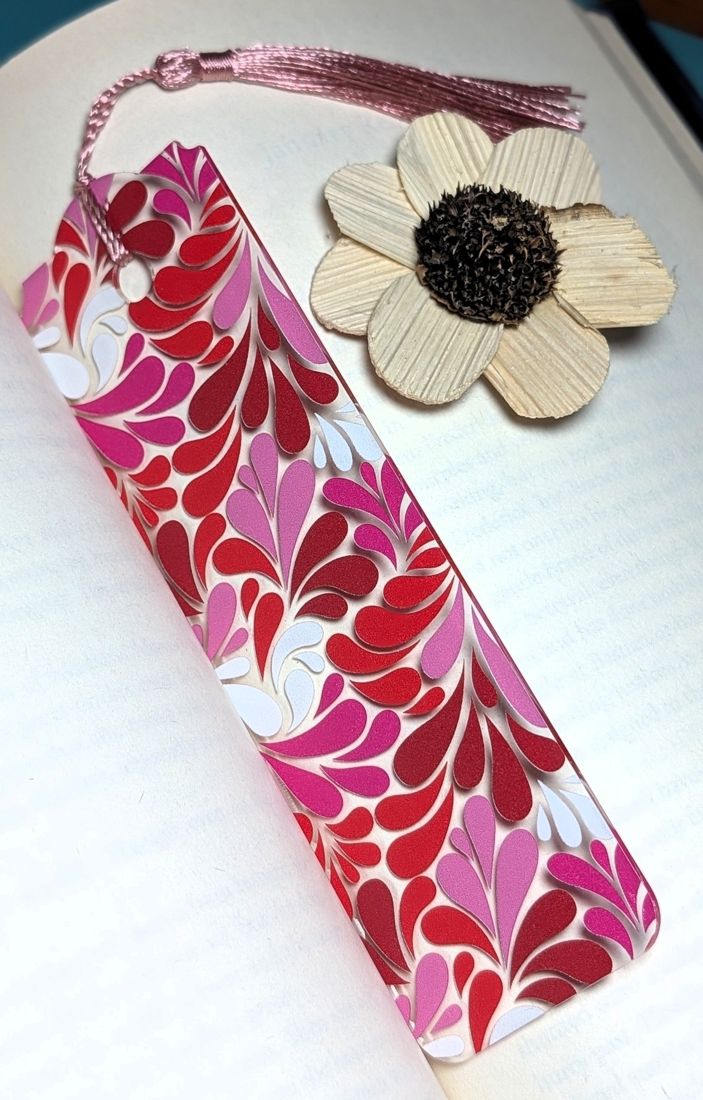 Pink Swirl Acrylic Bookmark | Bright Colorful Reader Gift