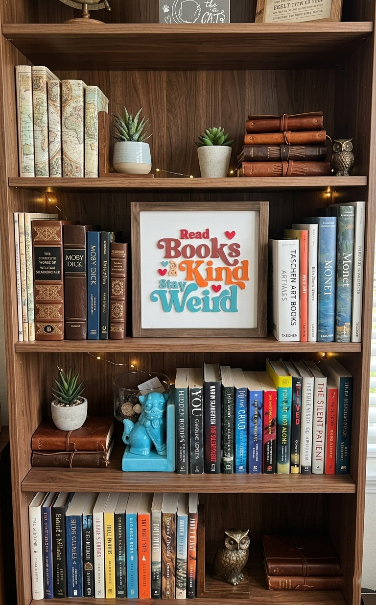 Read Books Be Kind Stay Weird Wood Sign | Book Lover Decor | Reading Nook Decor