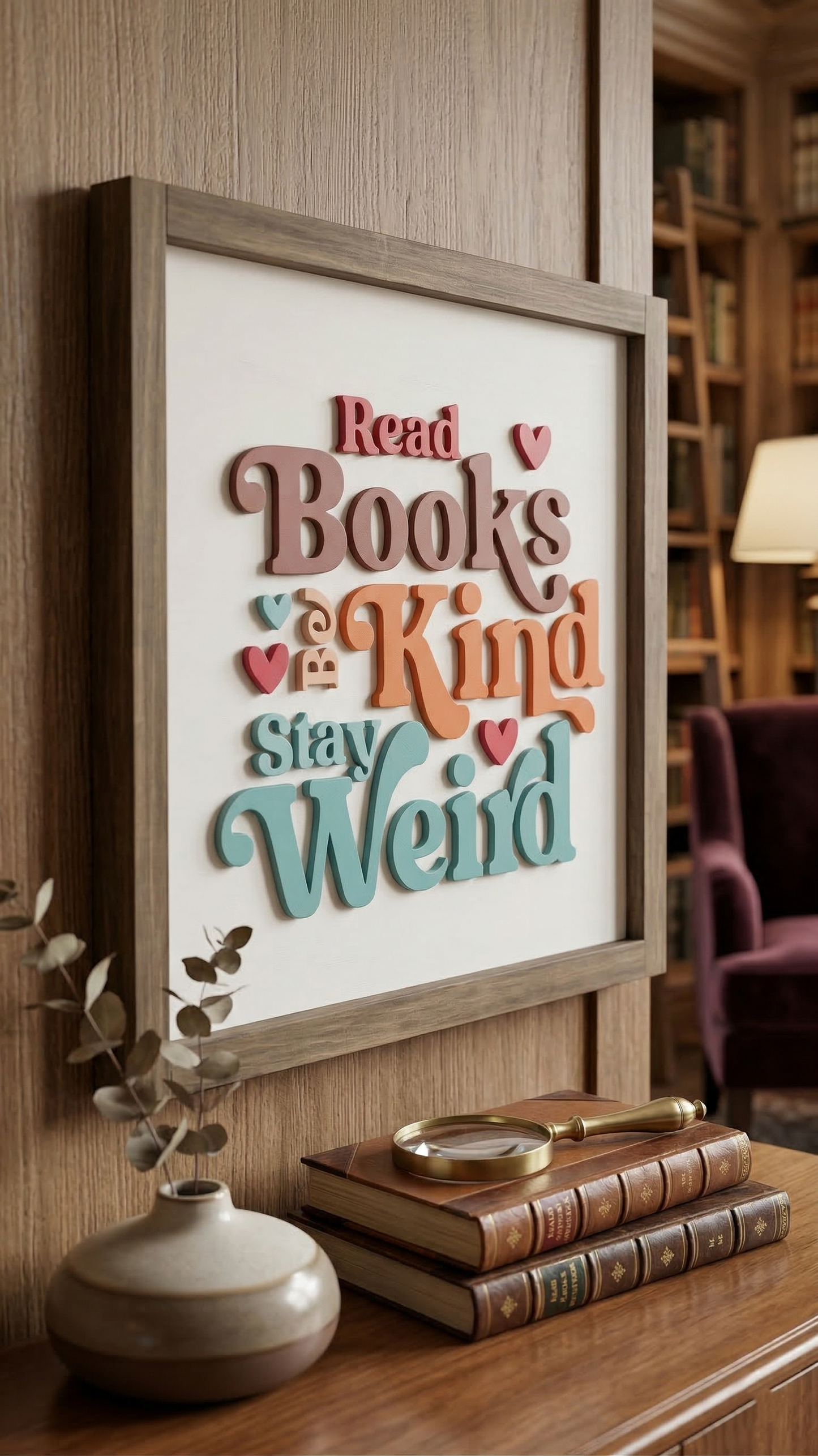 Read Books Be Kind Stay Weird Wood Sign | Book Lover Decor | Reading Nook Decor