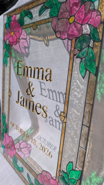 Custom Faux Stained Glass Wedding Sign | Hand Painted | Personalized
