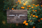 Rectangle Wood Wedding Guest Book Sign – Flowing Script