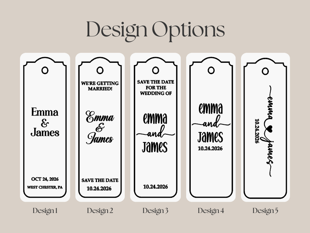 Personalized Wedding Save the Date Bookmarks, Wedding Favors