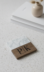 Personalized Couples Marble & Wood Coasters (Set of 4)