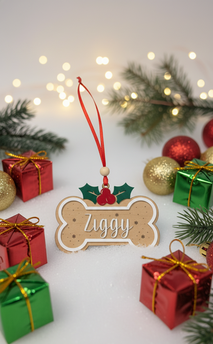 Personalized Christmas Pet Ornament Name Tag – Custom Holiday Keepsake