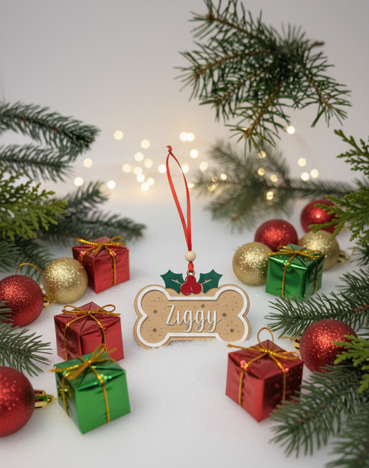 Personalized Christmas Pet Ornament Name Tag – Custom Holiday Keepsake