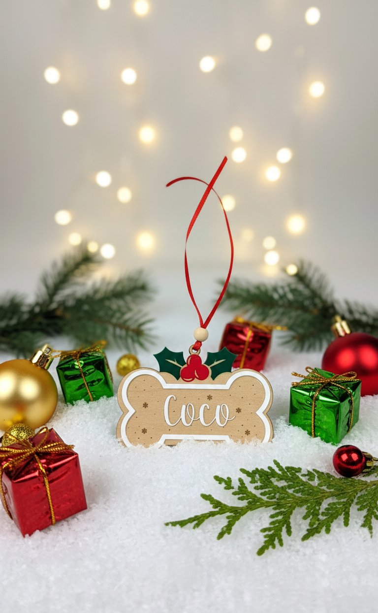 Personalized Christmas Pet Ornament Name Tag – Custom Holiday Keepsake