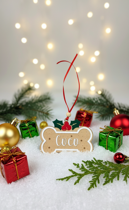 Personalized Christmas Pet Ornament Name Tag – Custom Holiday Keepsake