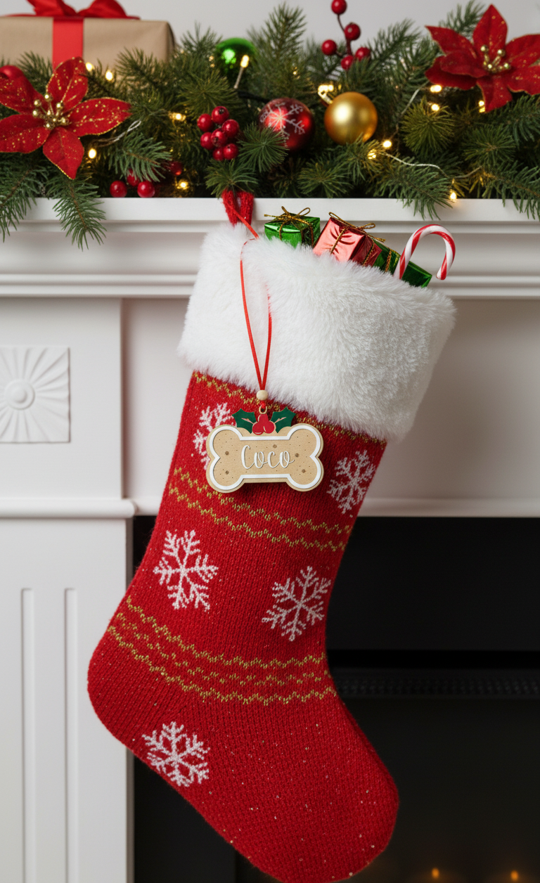 Personalized Christmas Pet Ornament Name Tag – Custom Holiday Keepsake